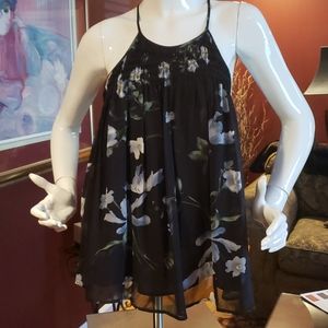 Joie Black Floral Halter Blouse